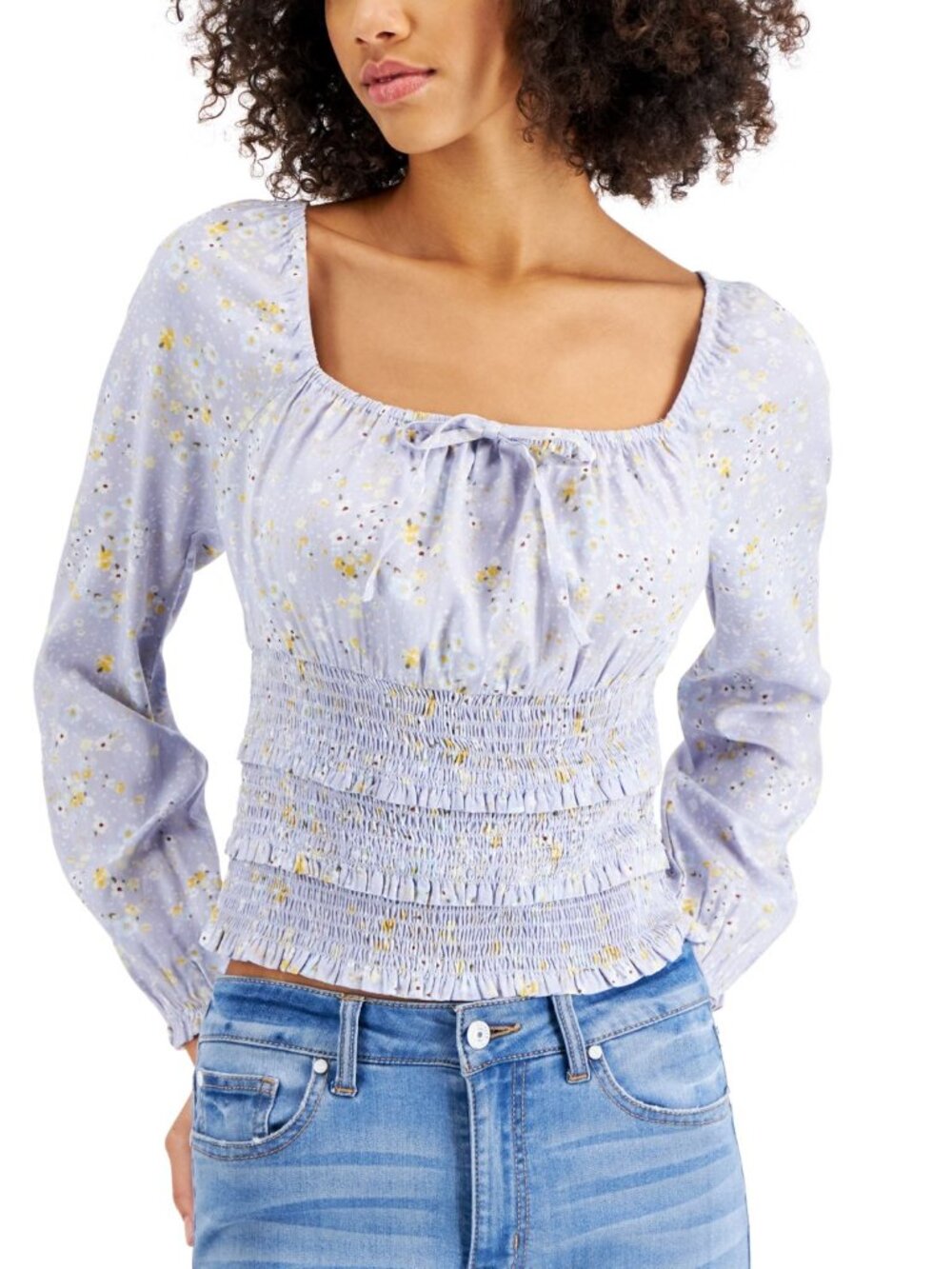 Planet Gold Juniors Square-Neck Smocked Top